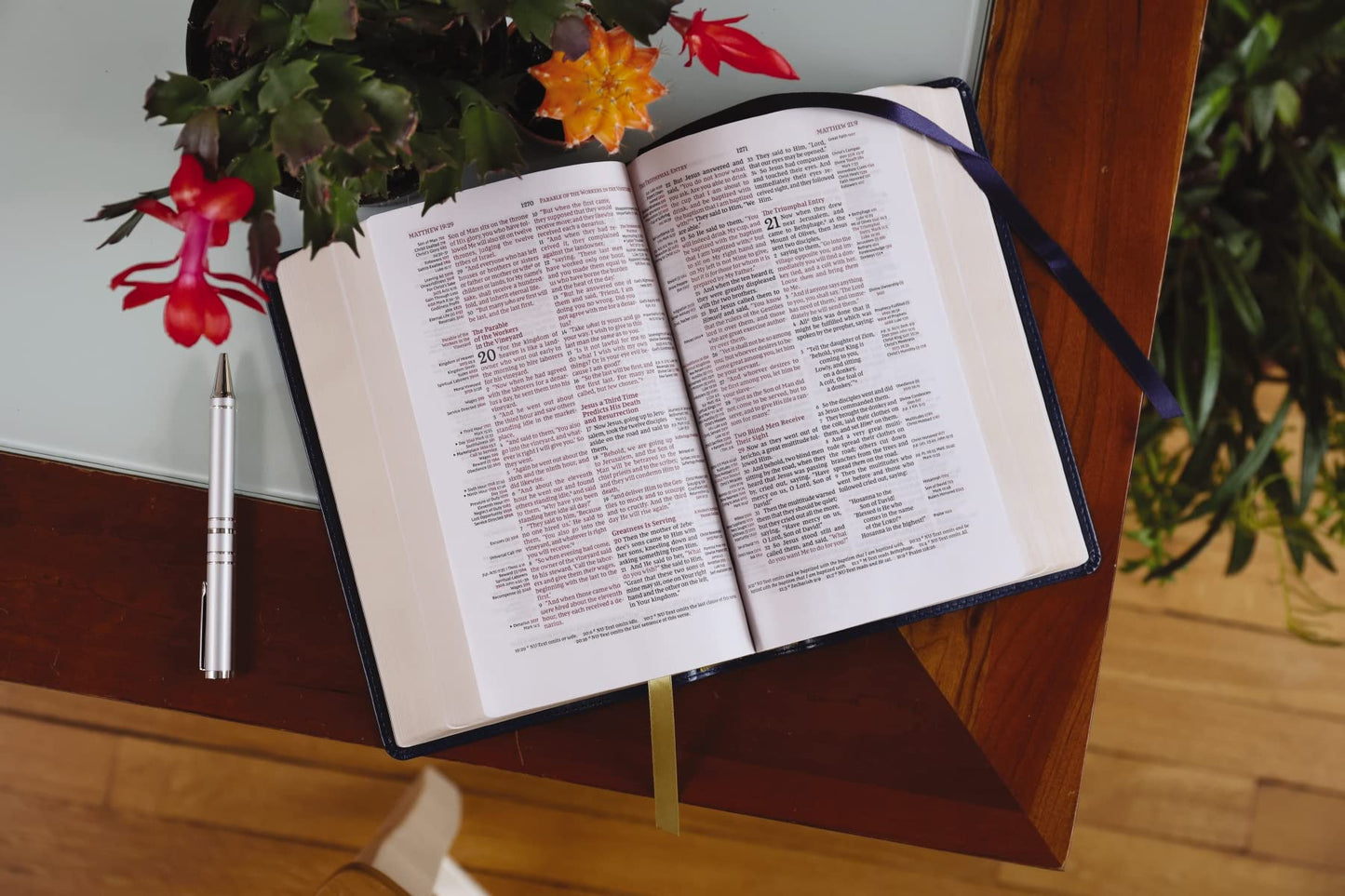 NKJV, Thompson Chain-Reference Bible, Handy Size, Red Letter, Comfort Print - Leathersoft™