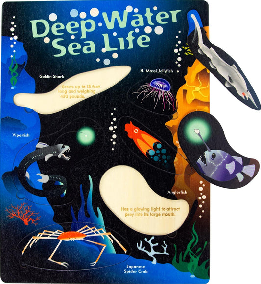 Lift & Learn Deep Water Sea Life Wooden Puzzle