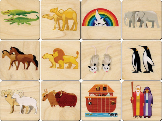 Noah's Ark Wooden Memory Tiles